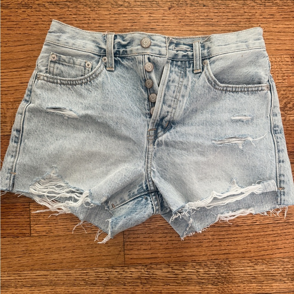 Pistola Light Blue Distressed Jean Shorts